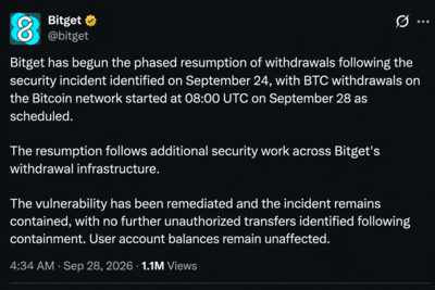Bitget Restarts Bitcoin Withdrawals as $388M Hack Investigation Widens