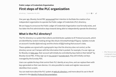 First Steps of the PLC Organization – Independent Public Ledger of Credentials