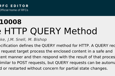 RFC 10008: The new HTTP Query Method